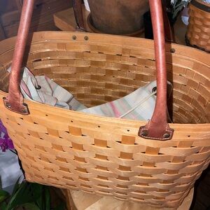 Longaberger Board walk Basket Bag with Leather Handles